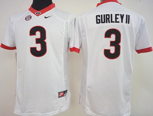 Bulldogs #3 Todd Gurley II White Women's Stitched NCAA Jersey